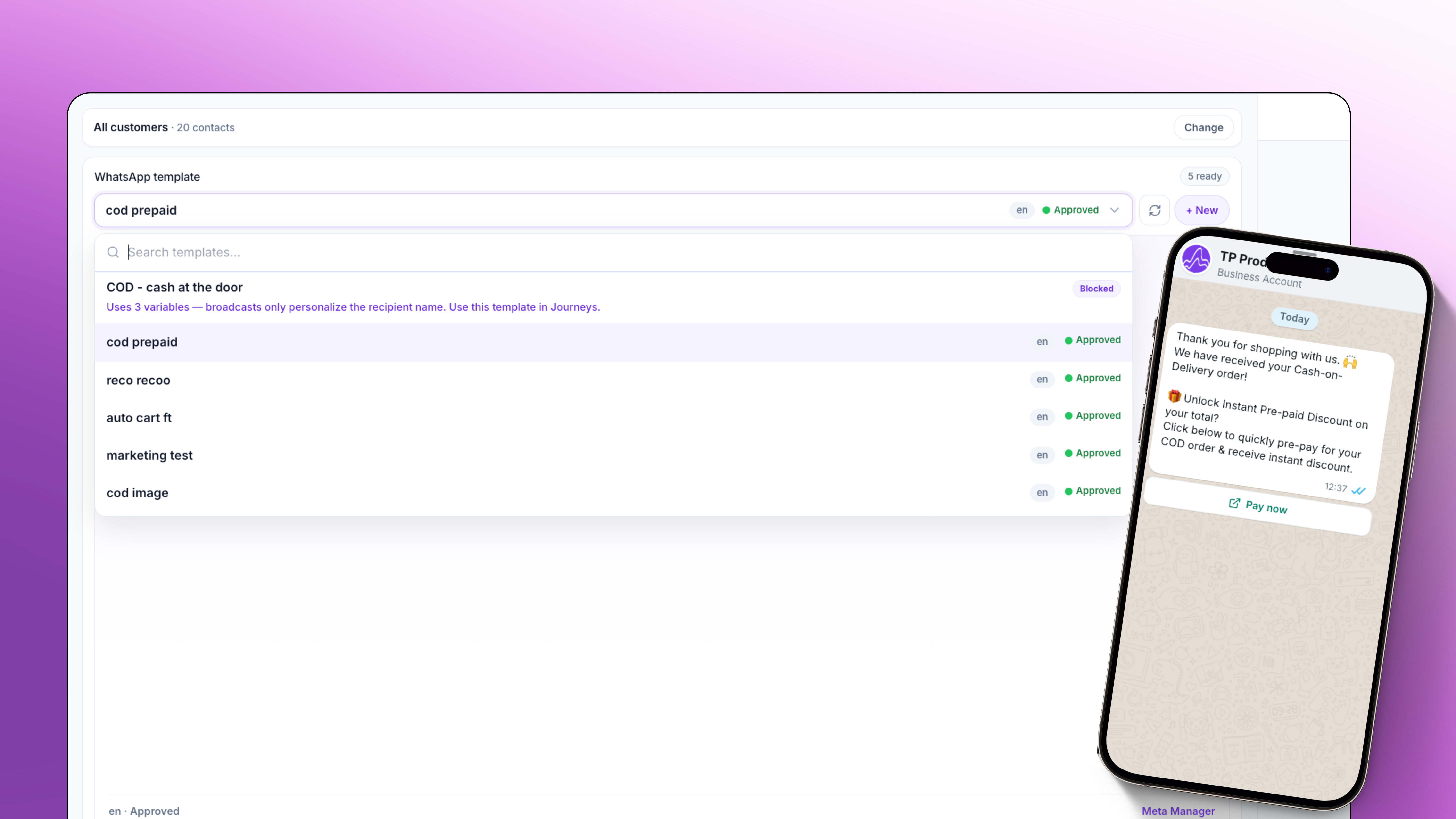 Meta-approved WhatsApp marketing template gallery for campaigns
