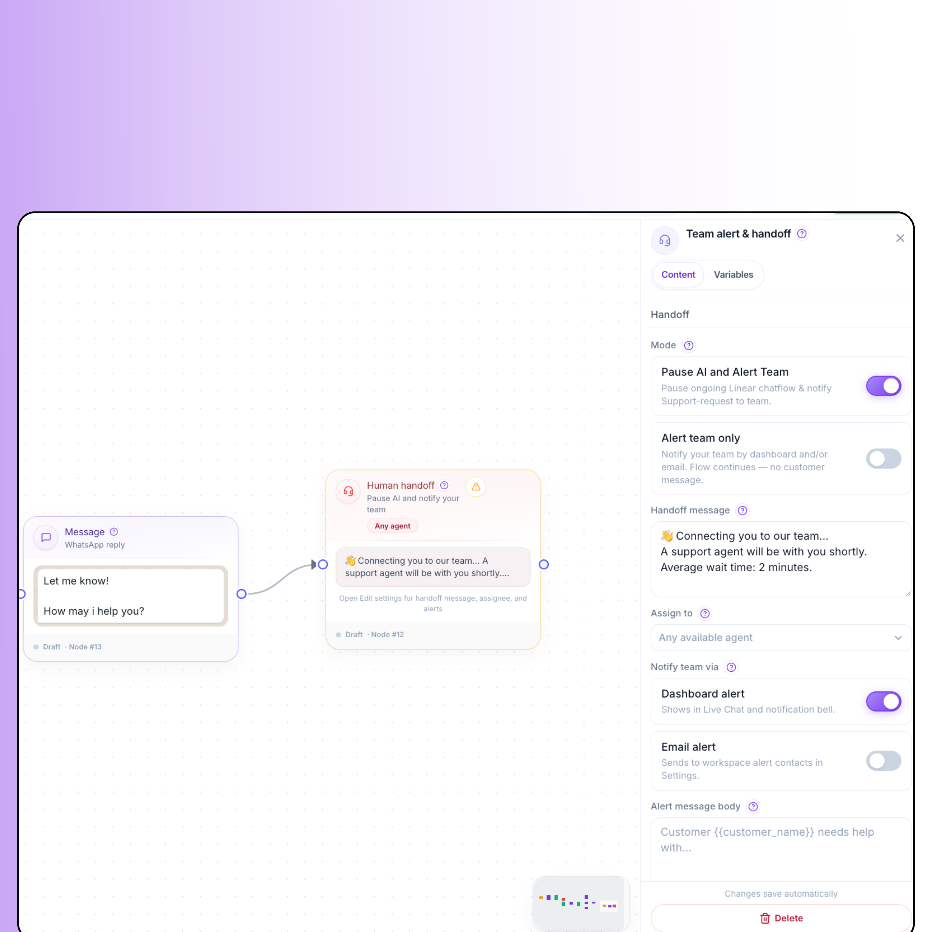 WhatsApp Live Chat handoff from Flow Builder with Shopify order context