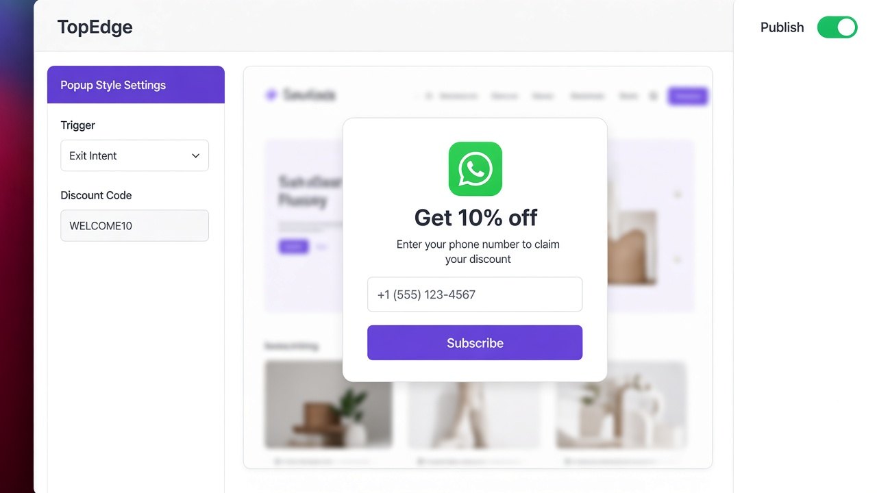 Shopify WhatsApp opt-in popup collecting customer consent for order updates and offers