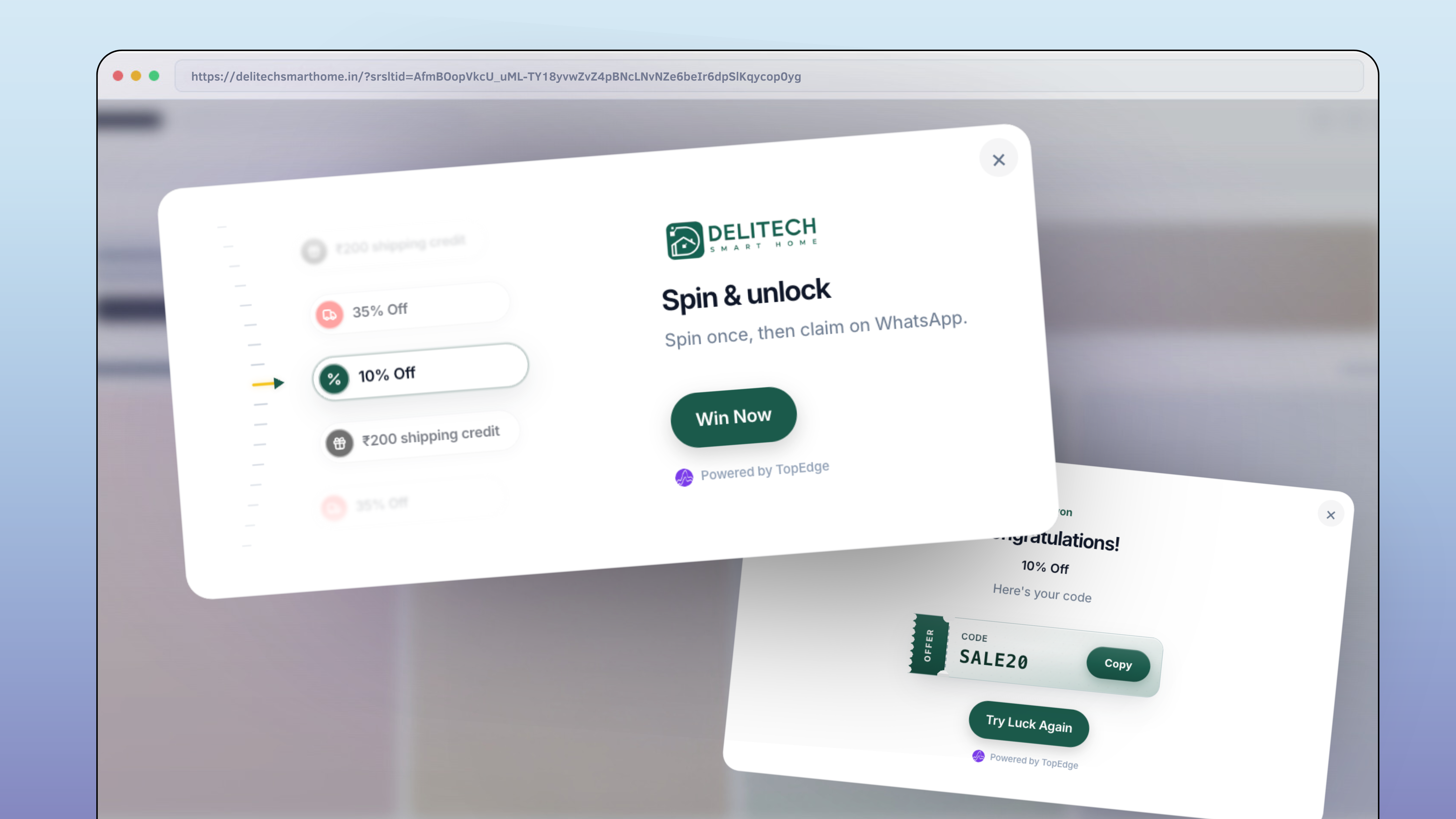 Spin-to-win WhatsApp opt-in wheel on Shopify India storefront