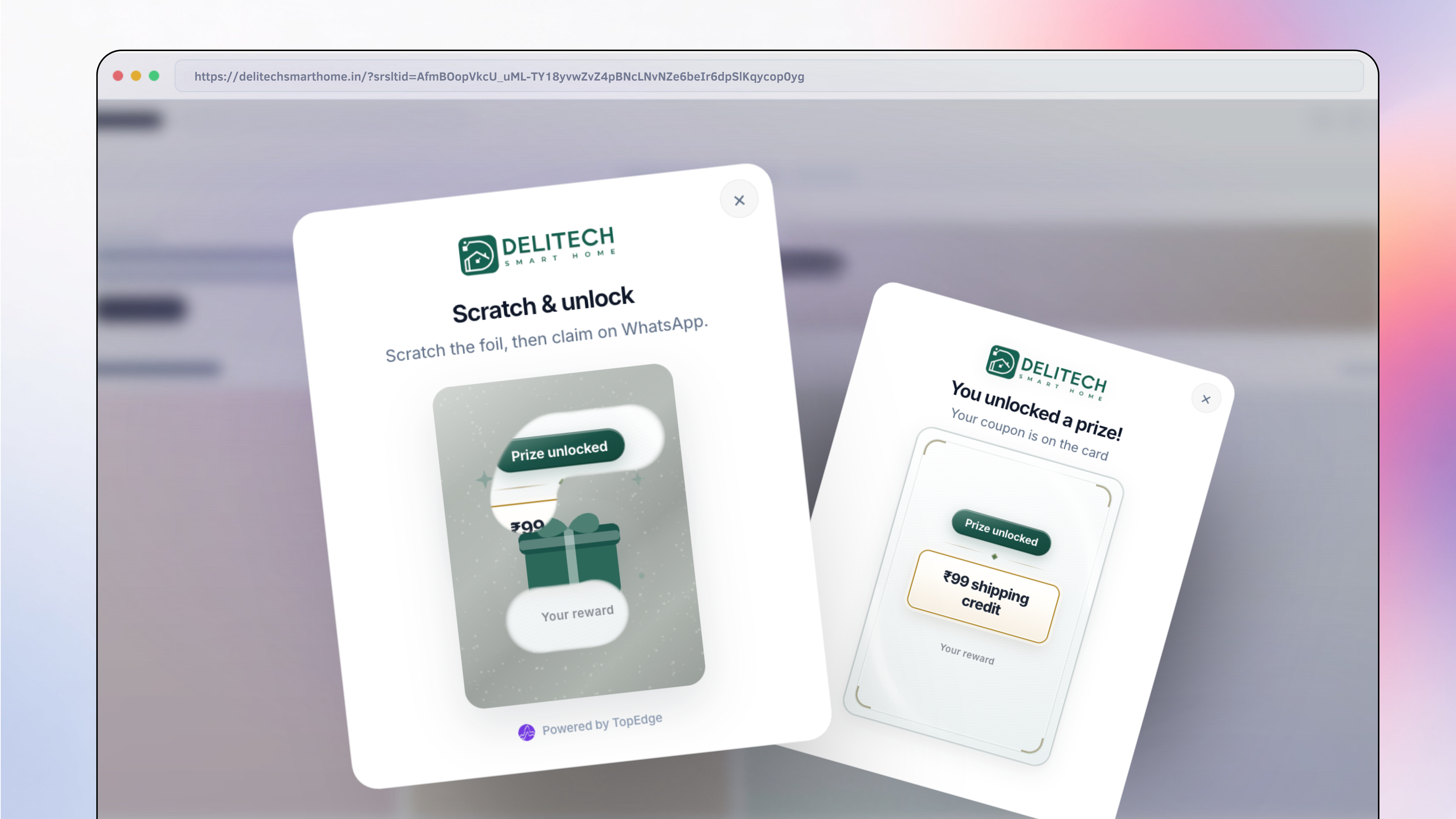 Mystery discount scratch reveal WhatsApp opt-in for Shopify