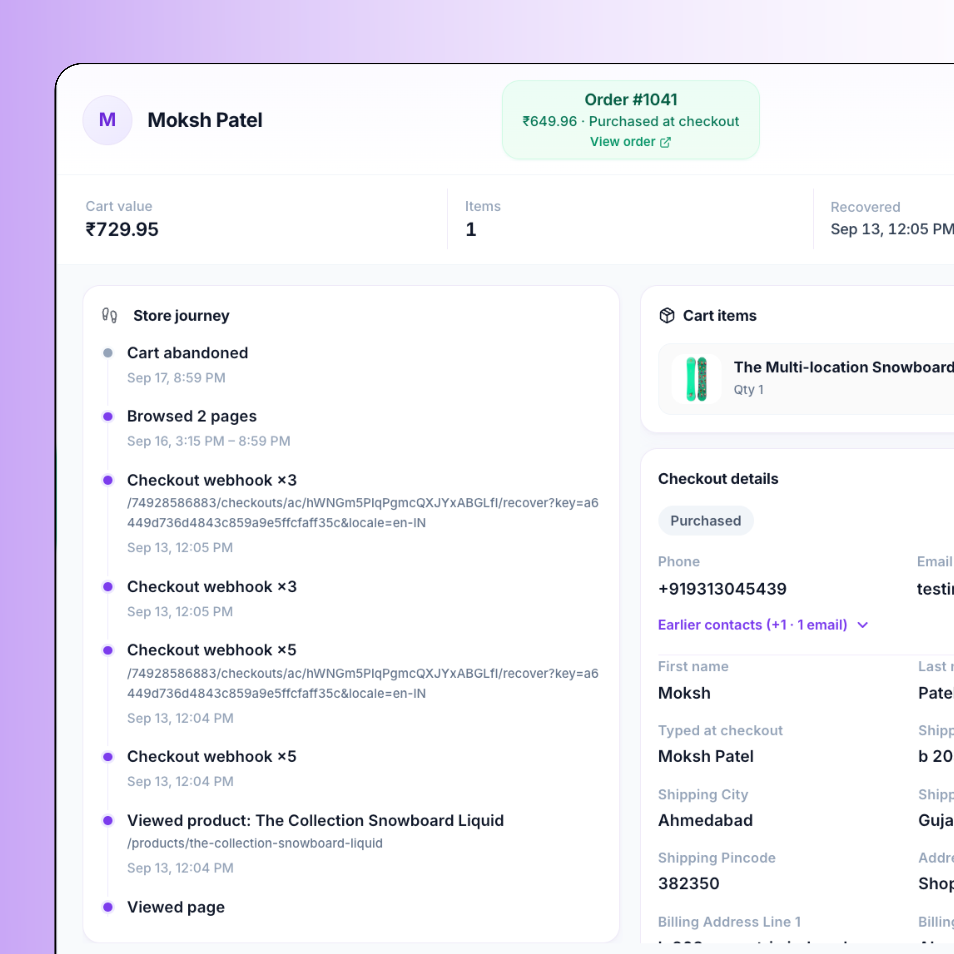 Live product view, add-to-cart, and checkout events for WhatsApp journeys